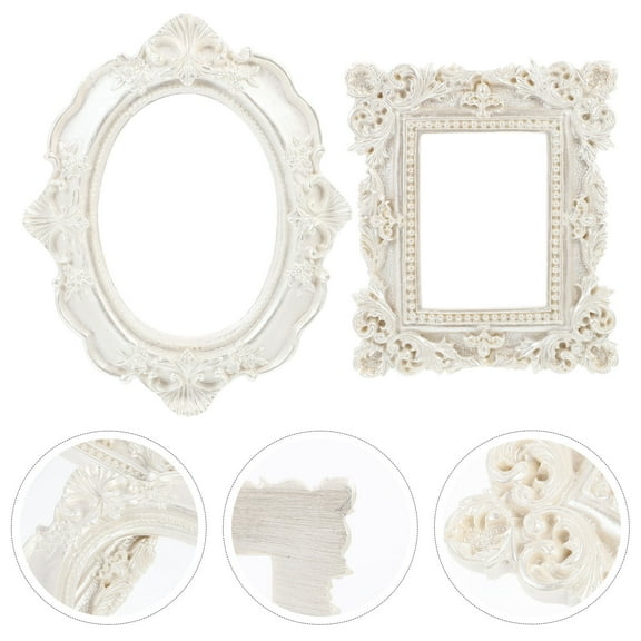 VERDANVERSE Vintage Photo Frame Oval White 2Pcs