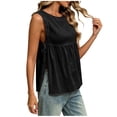 thumbnail image 5 of Ashirexll Womens Casual Tops Fashion Casual Summer Solid Color Round Neck Sleeveless Pullover Side Split Tank Top, 5 of 7