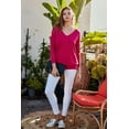 thumbnail image 2 of V Neck 3/4 Sleeve Side Slit Hi-lo Sweater, 2 of 5
