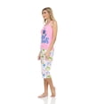 thumbnail image 3 of Lati Fashion Women Capri Pajamas set 100% Cotton Sleeveless Female Pajamas Set Pink Size Large, 3 of 4
