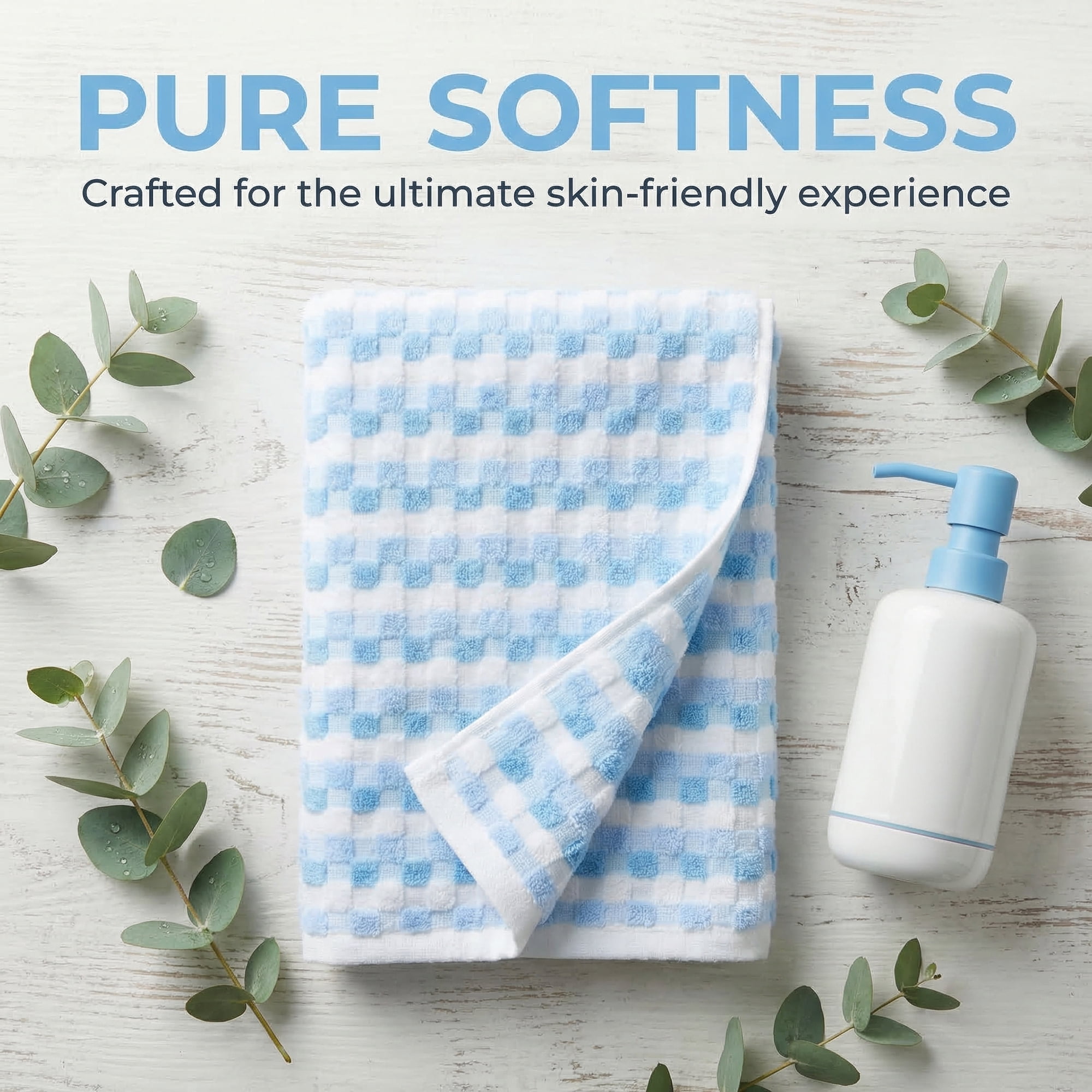 Unique Bargains Checkered Cotton Soft Absorbent Hand Towel Blue 2pcs 29" x 13"