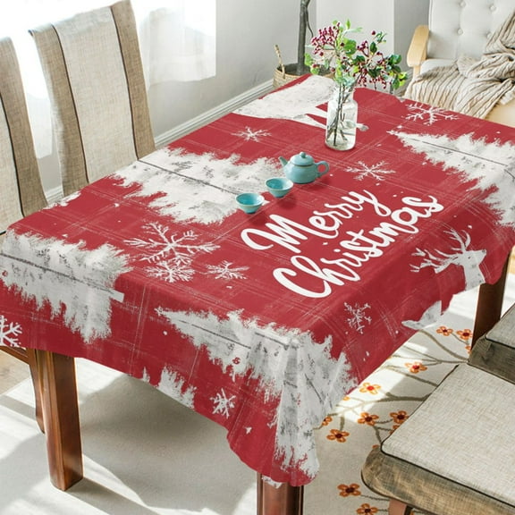 BZSMCE Square Tablecloth Red Plaid Pattern with Reindeer Pattern Tableclothes