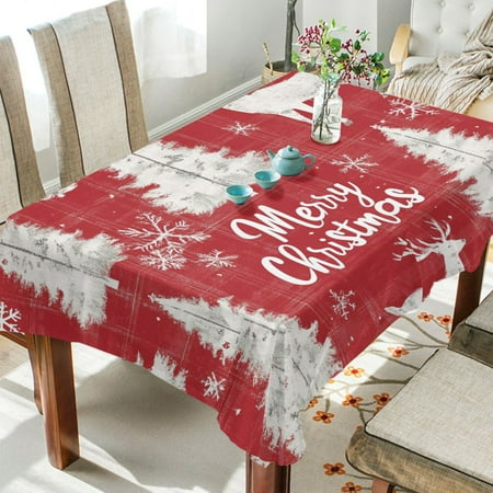 

BZSMCE Square Tablecloth Red Plaid Pattern with Reindeer Pattern Tableclothes