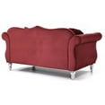 thumbnail image 3 of Passion Furniture Hollywood 68 in. Burgundy Velvet Chesterfield Loveseat with 2-Throw Pillow, 3 of 5