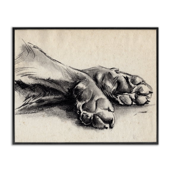 Stupell Industries Farmhouse Dog Paw Charcoal Design Black Framed Giclee Art, 14 x 11, by Jennifer Paxton Parker