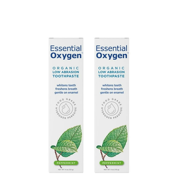 Essential Oxygen BR Certified OIF8 Organic Toothpaste, for Whiter Teeth, Fresher Breath, Happier Gums, Tooth Sensitivity, Peppermint, 4 Ounce (Pack of 2)