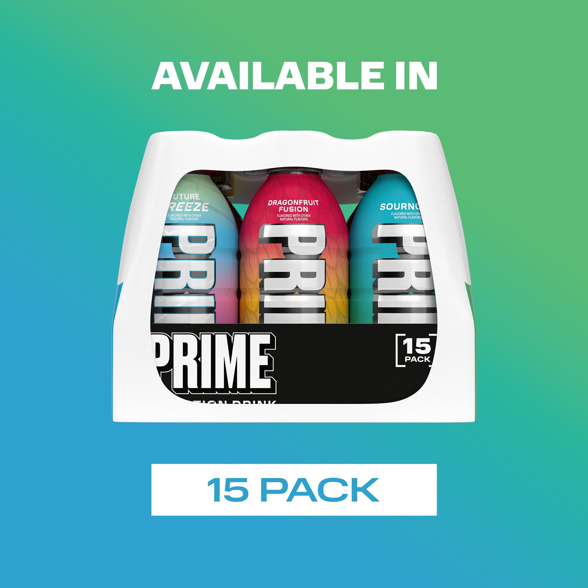 Prime Hydration Sports Drink, Dragon Fruit Fusion, Future Freeze, Sour Nova, 12 fl oz, 15 Pack, Bottles