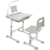 RedSwing Kids Desk and Chair Set, Adjustable Height Children Study Table Chair with Led Light, Bookstand, Portable Kids Desk with Tilted 0-60° Table Top for Age 3-15