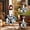 C, variant on Lady Porch Goose Outfit for 23'' Cement Plastic Lawn Goose Statue Clothes Cow Pattern Bathrobe Coffee Cup Curlers for Outdoor Garden Yard Patio Decoration
