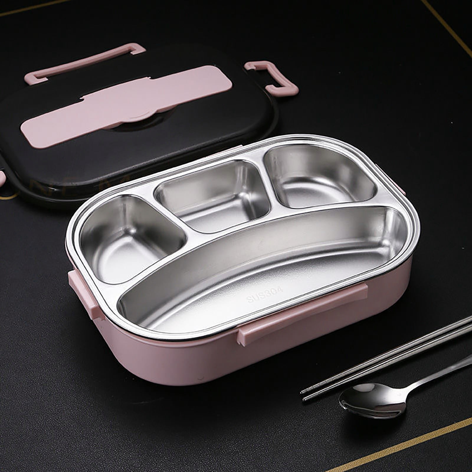 Gnwei Bento Box Adult Lunch Box, Portable Insulated Lunch Containers Set, 2-Tier Stackable Stainless Steel Bento Boxes with 4 Compartments, Leakproof Food Container