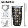 thumbnail image 4 of Paw Prints and Bones 10oz Tumblers Stainless Steel Tumbler with Lid and Straw,Vacuum Insulated Double Wall Travel Tumbler Cups with Cleaning Brush for Coffee, Tea, 4 of 4
