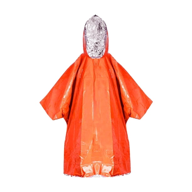 de Poncho-mantiene seco y cálido Camping equipo de supervivencia-Ponchos térmicos Mylar Space para cualquier actid al aire libre - Naranja doble de Doble Naranja Sunnimix Poncho de emergencia