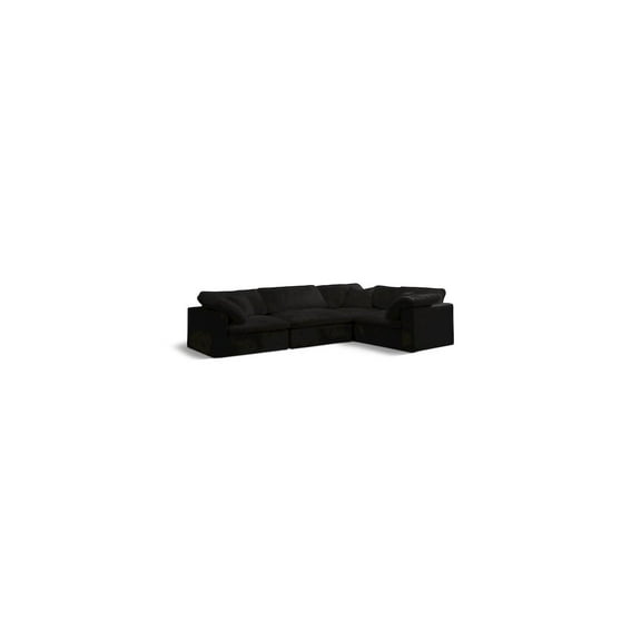 Meridian Furniture Cozy Contemporary Velvet Modular Sectional in Black