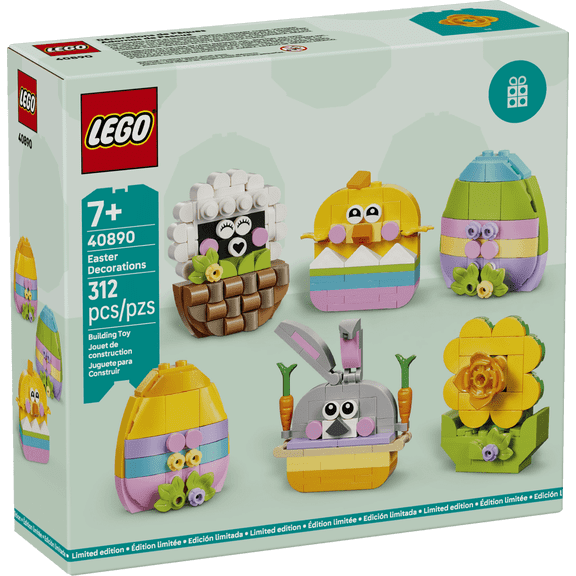 LEGO Easter Decorations – 312-Piece Spring Building Set with Bunny, Chick, Sheep, Daffodil & Colorful Eggs, Seasonal Holiday Decor Toy Gift for Kids Boys & Girls – 40890