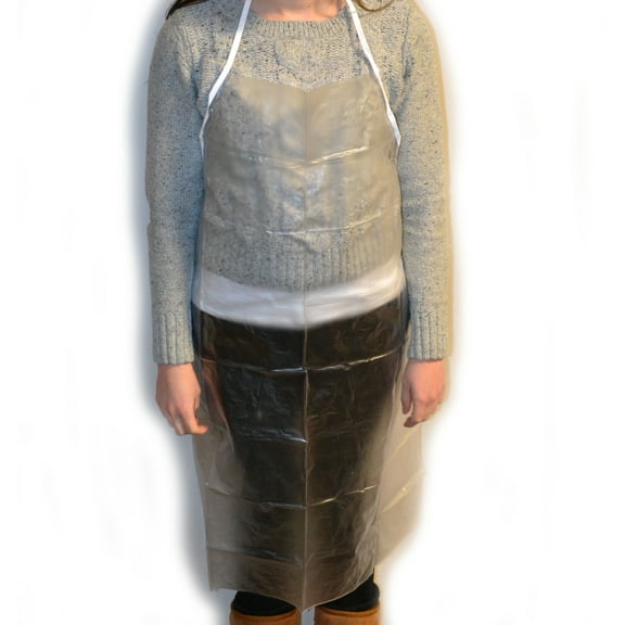 Clear Vinyl Apron, Large - 35"W x 42"L - Reinforced - Latex Free - Eisco Labs