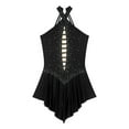 thumbnail image 5 of TiaoBug Women Sleeveless Lyrical Dance Dress Shiny Rhinestone Figure Ice Skating Skirted Leotard Black S, 5 of 7
