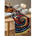 thumbnail image 6 of Modern Abstract Table Runner Cotton Linen 48 Inch Holiday Dresser Scarves, Colorful Ethnic Geometric Art Tablerunner for Kitchen Coffee Dining Bedroom Home Living Room Dinner Scarf Décor 13''x48'', 6 of 9