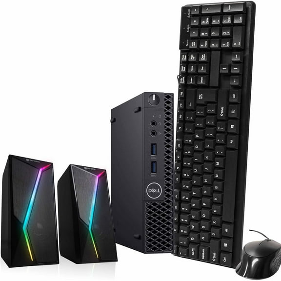 Restored Dell Optiplex 3060 Mini PC | Windows 11 Pro | Intel i5-8500 | 16GB RAM + 500GB SSD | 5G WiFi + BT | Micro Desktop Computer | Keyboard + Mouse | RGB Speakers (Refurbished)