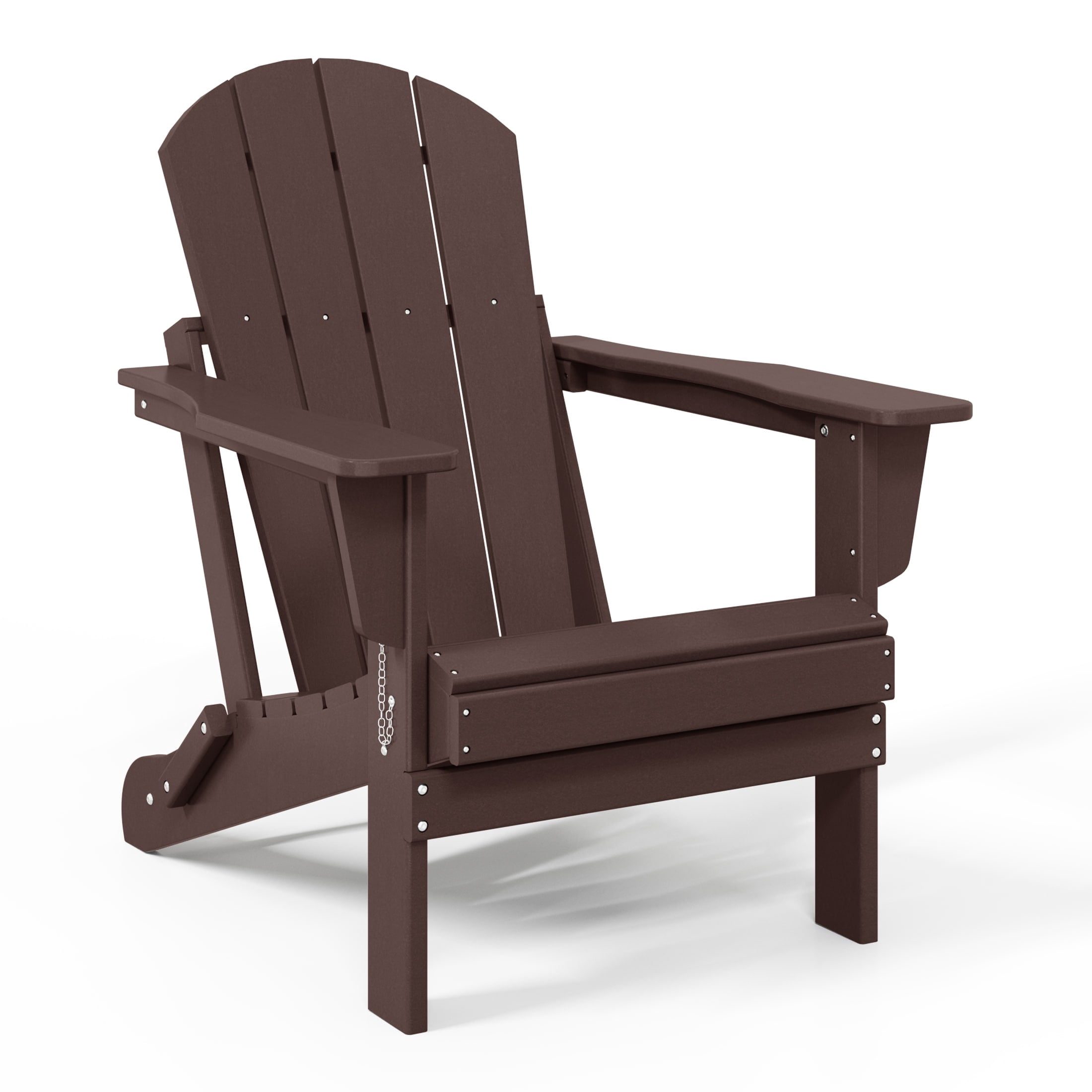 Polytrends  Laguna Fade Resistant All Weather Outdoor Patio Folding Adirondack Chair Dark Brown Poly Synthetic Fiber,Plastic