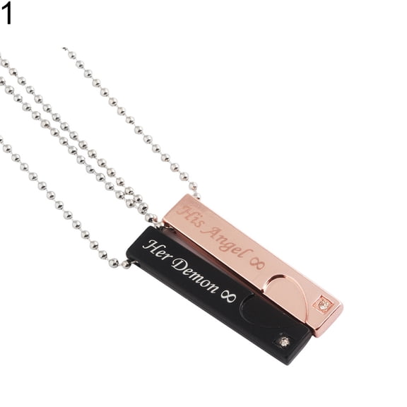 UDIYO His/Her Dog Tag Necklace Rhinestone Valentine's Day Couple Lovers Jewelry Gift