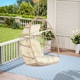thumbnail image 2 of Outdoor Garden Rattan Egg Swing Chair, Hanging Chair, Patio Porch Lounge Egg Swing Chair, Comfortable Outside Bedrooms Wicker Swing Chair, For Indoor Outdoor Bedroom Backyard, 2 of 9