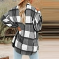 thumbnail image 4 of Ozmmyan Women Wool Jacket Plaid Printed Long Sleeve Turn-down Collar Suit Cardigan Woolen Coat, 4 of 6