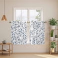 thumbnail image 2 of Blue Leaves Kitchen Curtain for Berdoom Living Room Cafe 45 Inch Length, Summer Botanical Elegant Pastoral Tiers Curtains Light Filtering Drapes Rod Pocket Window Treatment 2 Panels 52"Wx45"L, 2 of 8