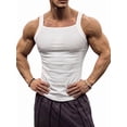thumbnail image 2 of Men'S Square Neck Ribbed Slim Fit Sports Tank Top White XXL, 2 of 9