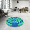 thumbnail image 4 of Ahgly Company Machine Washable Indoor Square Transitional Blue Area Rugs, 6' Square, 4 of 7