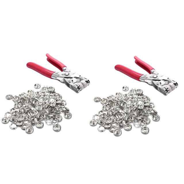 2X Pliers with 40 Sets Snap White Copper Snap Buttons Claw Buckle Installation Tool Rivet Children's Clothing Buttons