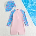 thumbnail image 7 of Zanarzt Rash Guard for Girls Comfortable Breathable Stylish Swimsuit Set with Cartoon Print Long Sleeve and Hat Pink,12-18 Months, 7 of 7