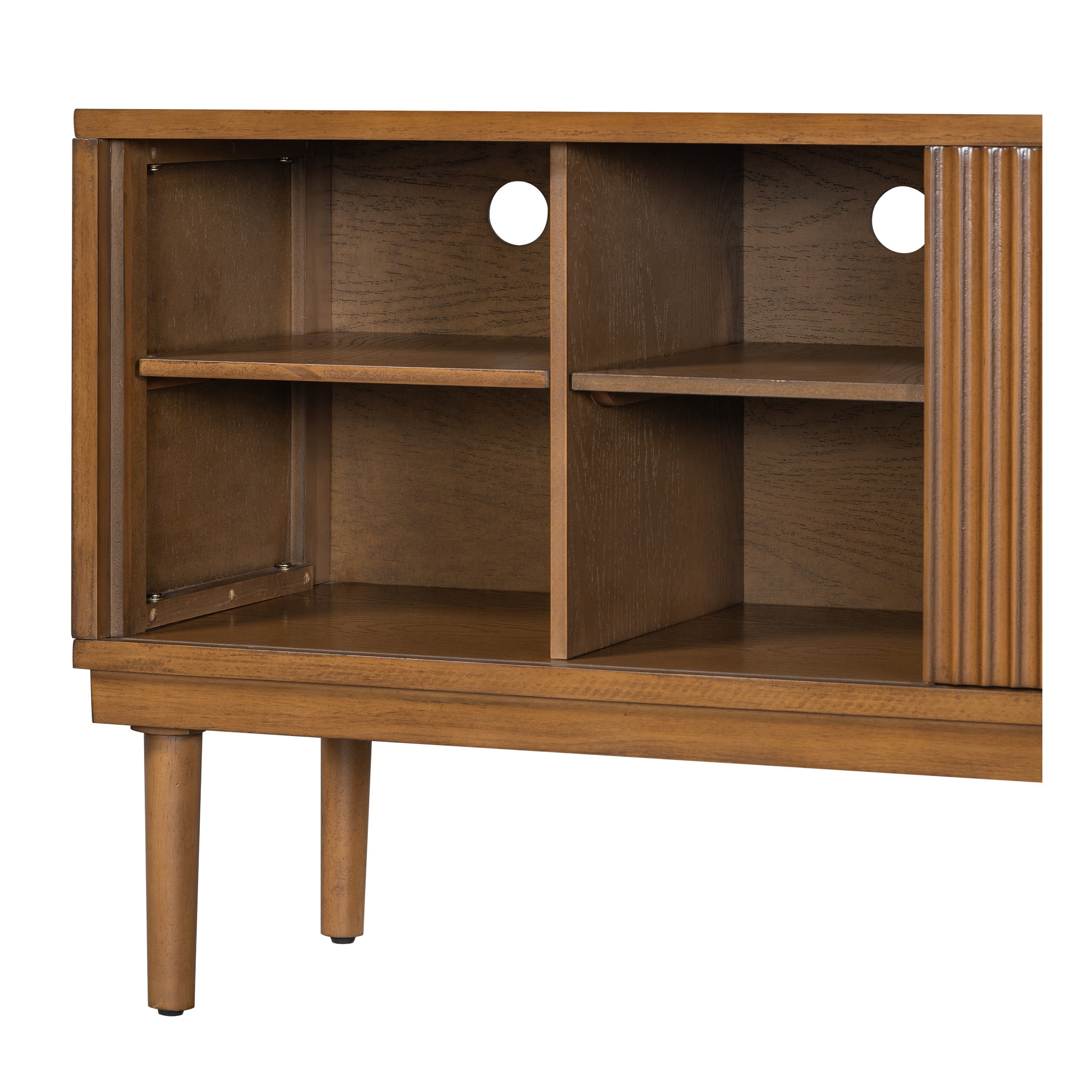 Christopher Knight Home Minimalist TV Stand For TVs up to 80" with 2 Vertical Striped Sliding Doors, Brown