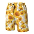 thumbnail image 4 of Balery White Marble Pattern Sunflower Traje de Baño Estilo Hawaiano para Hombre, Shorts de Secado Rápido con Bolsillos-Large, 4 of 6