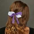thumbnail image 2 of Unique Bargains 1 Pc Duckbill Clip Halloween Bow Ribbon Hair Clip for Women White Purple, 2 of 5
