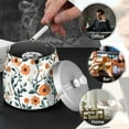 thumbnail image 4 of Yayeee Ashtray with Lid for Cigarette Smokeless Stainless Steel Home Ash Holder, Flowers Pattern, 4 of 7