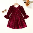 thumbnail image 2 of Younger Tree Christmas Dresses for Toddler Baby Girls Fall Winter Long Sleeve Velvet Dresses Princess Party Outfits Clothes for 18-24 Months, 2 of 5