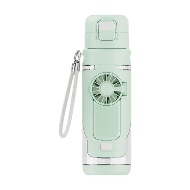 Botella de agua deportiva con ventilador de 690 ml y velocidades ajustables para ciclismo, gimnasio y senderismo. verde
