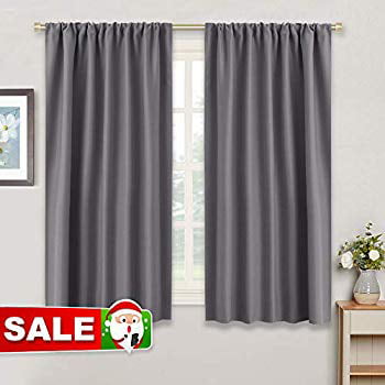 Bedroom Blackout Curtains Thermal Insulated Noise Reducing Rod Pocket Small Draperies Kitchen Window Treatments Decor 42 Inches Wide X 45 Inches Long Grey 1 Pair Walmart Com Walmart Com