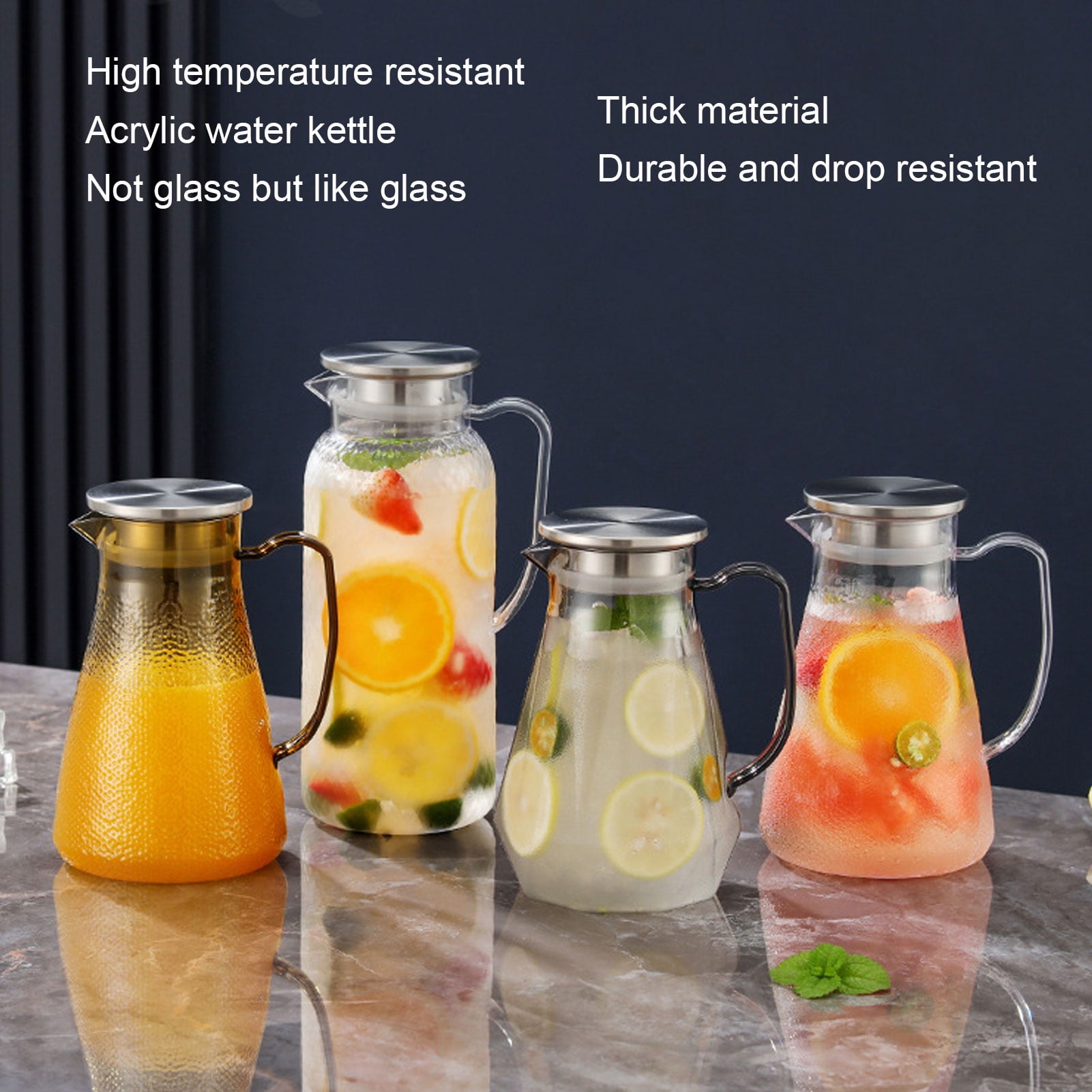 Carafe Avec Couvercle 1,4 Litre Pour Thé Glacé Eau Jus Cruche Cruche à