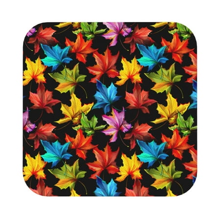 

Matuu Rainbow Colorful Maple Leaves for Cup Coasters Set of 6 Leather Coasters Desk Coasters for Office Measures 4” x 4” Square