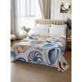 thumbnail image 2 of Ocean Coastal Queen Size Flat Sheet, Wrinkleproof & Fadeproof Cooling Flat Bed Sheet Only, Summer Nautical Starfish Conch Shells Breathable Soft Bedding Top Sheets 90 x 102 Inches, 2 of 8