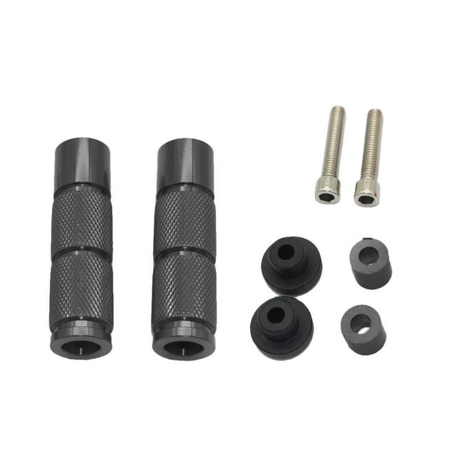Almencla Black CNC Universal Motorcycle Anti Skid Footrests Foot Pegs Rests 10mm Dia.