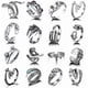 thumbnail image 1 of Juego de 16 anillos góticos punk de plata para hombres y mujeres, con diseño de rana, serpiente, mariposa, araña, ojo de animal, ajustable, estilo gótico, apilables., 1 of 5