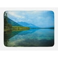 thumbnail image 1 of Wyoming Bath Mat, Leigh Lake Landscape with Sky and Reflections on Calm Water, Plush Bathroom Decor Mat with Non Slip Backing, 29.5" X 17.5", Olive Green and Sea Blue, by Ambesonne, 1 of 2