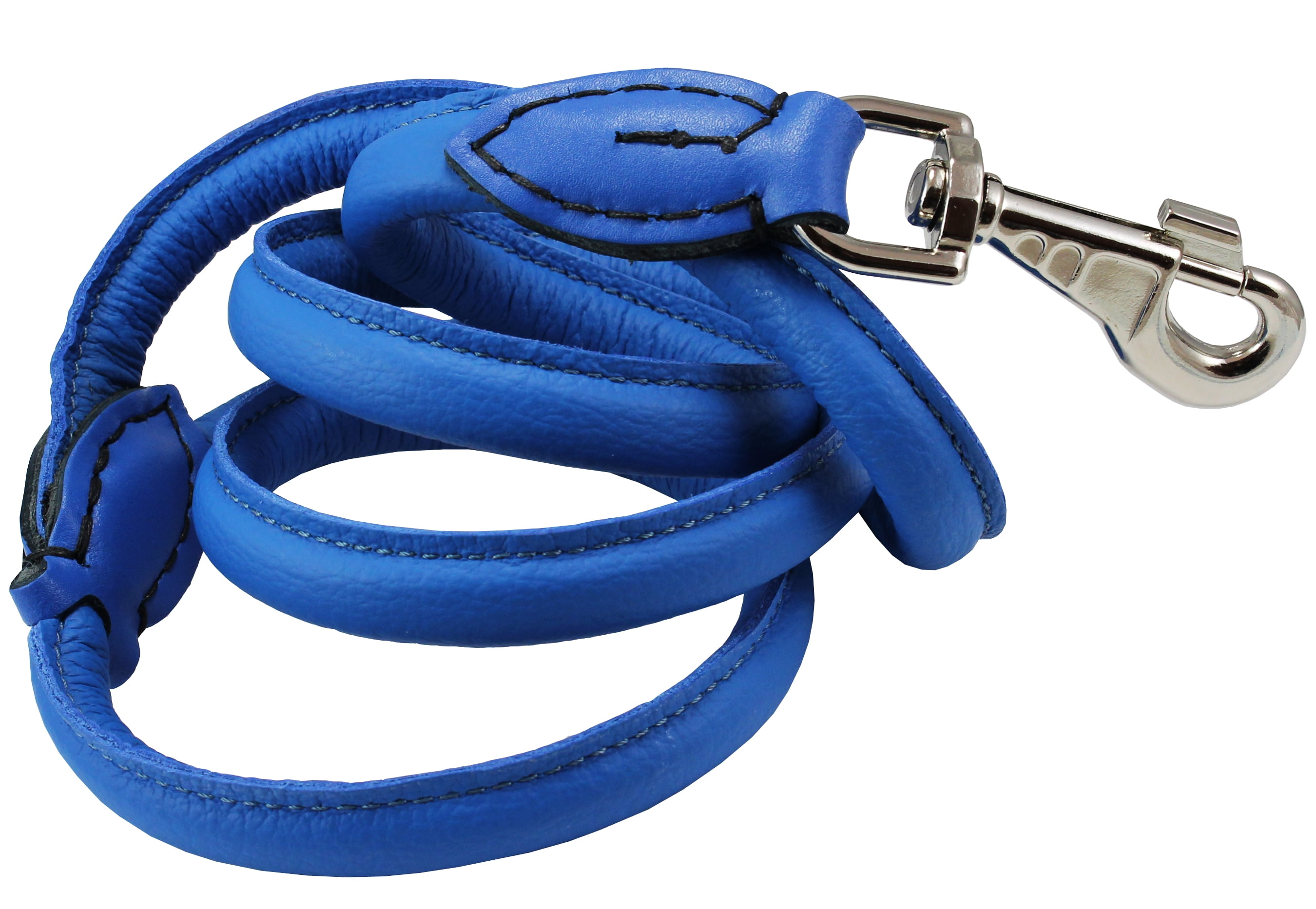 Dogs My Love 4ft Long Round Genuine Rolled Leather Dog Leash White (Large: 1/2" (12mm))