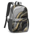 thumbnail image 2 of Black and Gold Marble Pattern 17" Waterproof Oxford School Backpacks for Teens, S-Shape Padded Straps, for School, Travel, Hiking, Camping, 2 of 5