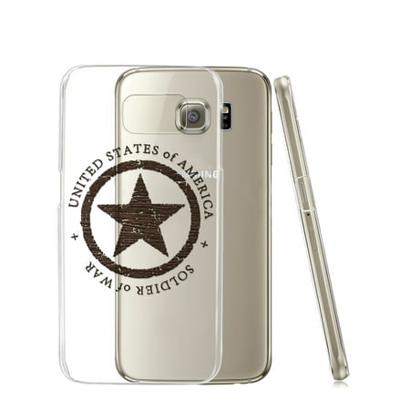 KuzmarK™ Samsung Galaxy S6 Edge Clear Cover Case - Military Soldier Of War Wood Star