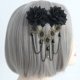 thumbnail image 3 of Horquillas para el pelo con rosas, borlas, flores, encaje, tocado, accesorios para el pelo de mujer, horquilla (negro), 3 of 7