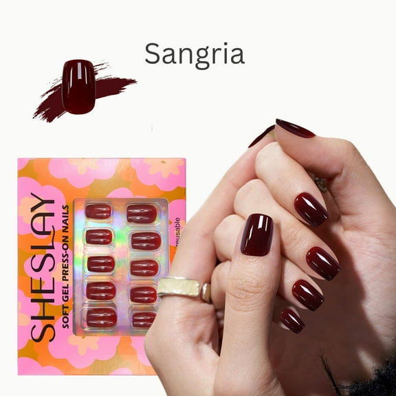 SheSlay Soft Gel Press-On Nails, Sangria, 30 Pieces