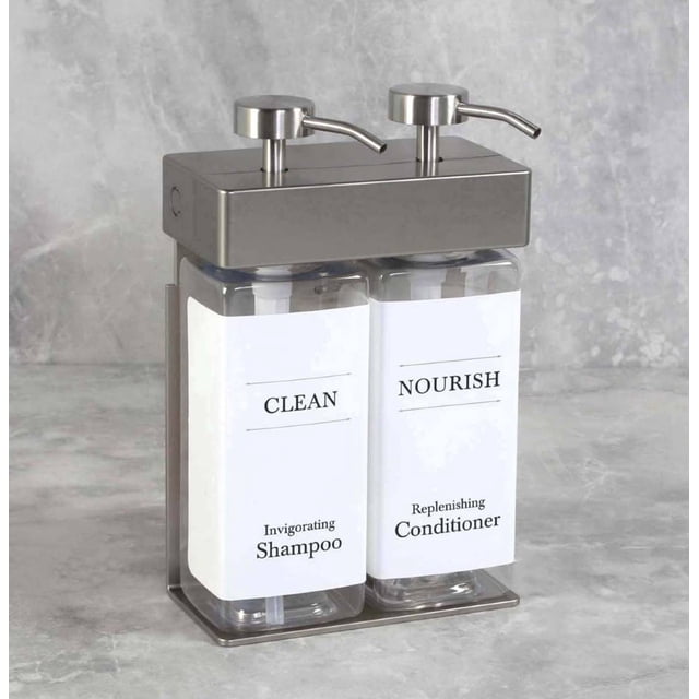 2-Chamber SOLera Liquid Bath Amenities Dispenser 360mL Bottles with pump style Std White Labels 1/Pack